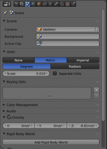 Screenshot showing Blender being configured for metric system